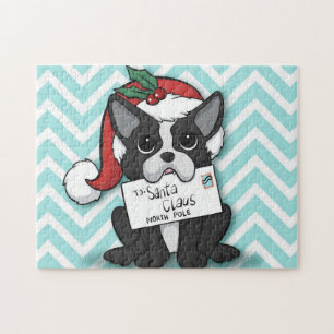 French bulldog Santa Claus Holiday Jigsaw Puzzle
