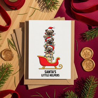 French Bulldog Santa Sleigh Cute Dog  Holiday Card