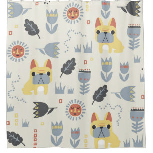 French Bulldog: Scandinavian Floral Repeat.