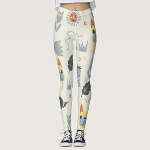 French Bulldog: Scandinavian Floral Repeat. Leggings