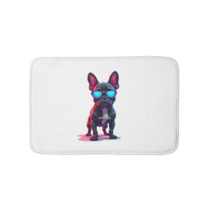 French Bulldog SciFi Wearing Cool Sunglasses Bath Mat