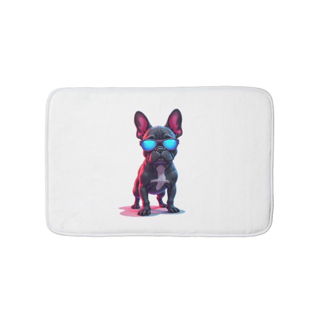French Bulldog SciFi Wearing Cool Sunglasses Bath Mat (Front)