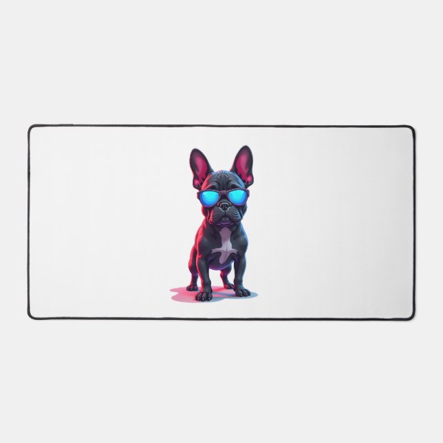 French Bulldog SciFi Wearing Cool Sunglasses Desk Mat (Front)