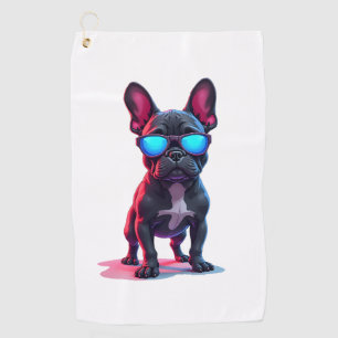 French Bulldog SciFi Wearing Cool Sunglasses Golf Towel