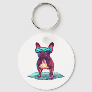 French Bulldog SciFi Wearing Cool Sunglasses Keychain