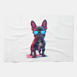 French Bulldog SciFi Wearing Cool Sunglasses Kitchen Towel