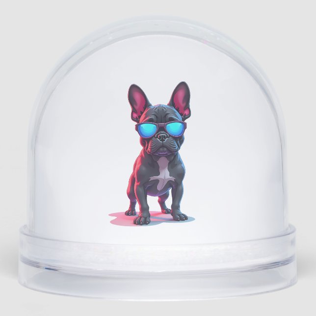 French Bulldog SciFi Wearing Cool Sunglasses Snowglobe (Front)