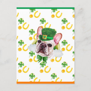 French Bulldog Shamrock St. Patricks Day Holiday Postcard