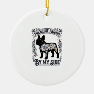 French Bulldog Shirt Vintage Floral Dog Lover Art_ Ceramic Ornament