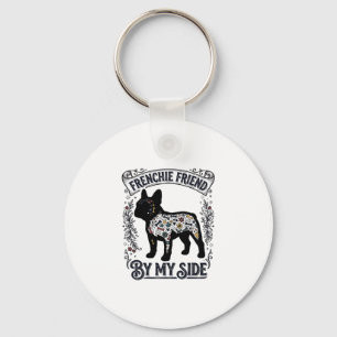 French Bulldog Shirt Vintage Floral Dog Lover Art_ Keychain