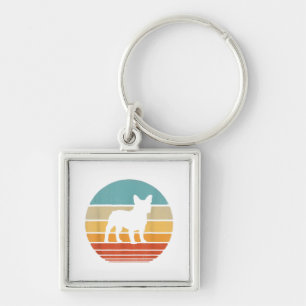 French Bulldog Silhouette 60s 70s Gift Dog Lover Keychain