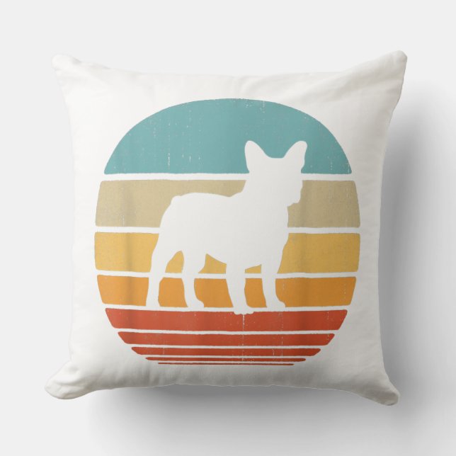 French Bulldog Silhouette 60s 70s Gift Dog Lover Throw Pillow (Front)