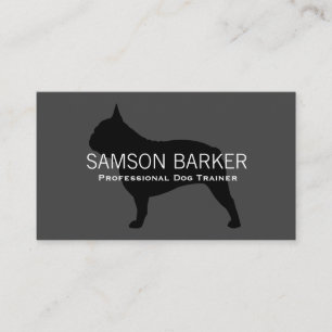 French Bulldog Silhouette Black on Grey Dog Lover Business Card