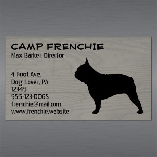 French Bulldog Silhouette Frenchie Dog Rustic Magnetic Business Card