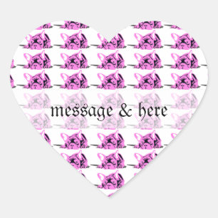 French Bulldog Silhouette Heart Sticker
