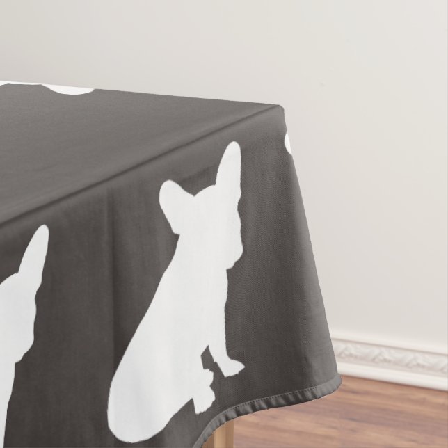 French Bulldog Silhouette Party Tablecloth (In Situ)