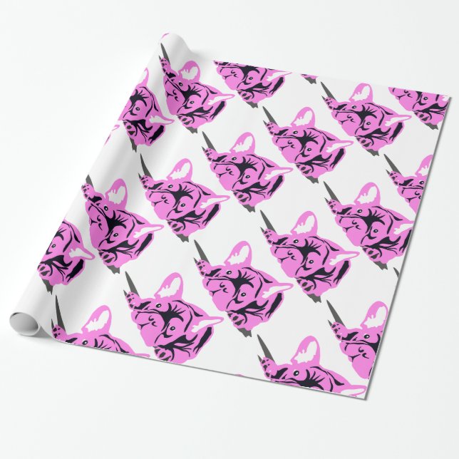 French Bulldog Silhouette Wrapping Paper (Unrolled)
