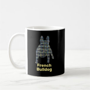 French Bulldog Silhouette Yellow & Black Grid Coffee Mug