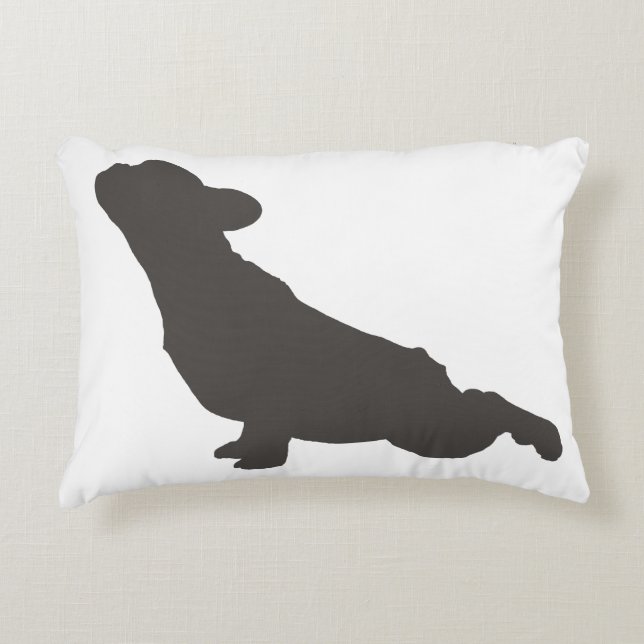 French Bulldog Silhouette Yoga Pose Decorative Pillow (Front)
