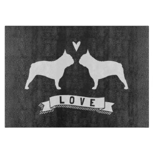 French Bulldog Silhouettes Love Cutting Board
