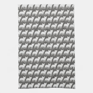 French Bulldog Silhouettes Pattern Kitchen Towel