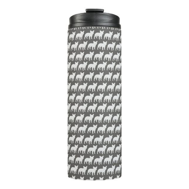 French Bulldog Silhouettes Pattern Thermal Tumbler (Front)