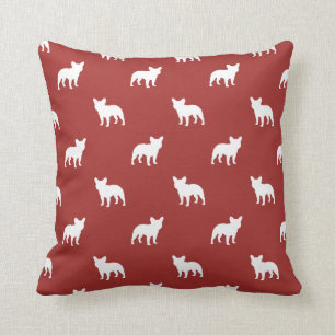 French Bulldog Silhouettes Pattern Throw Pillow