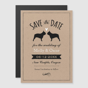 French Bulldog Silhouettes Wedding Save the Date Magnetic Invitation