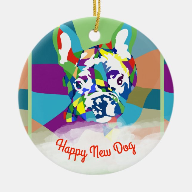 French Bulldog sitting Ceramic Ornament (Front)