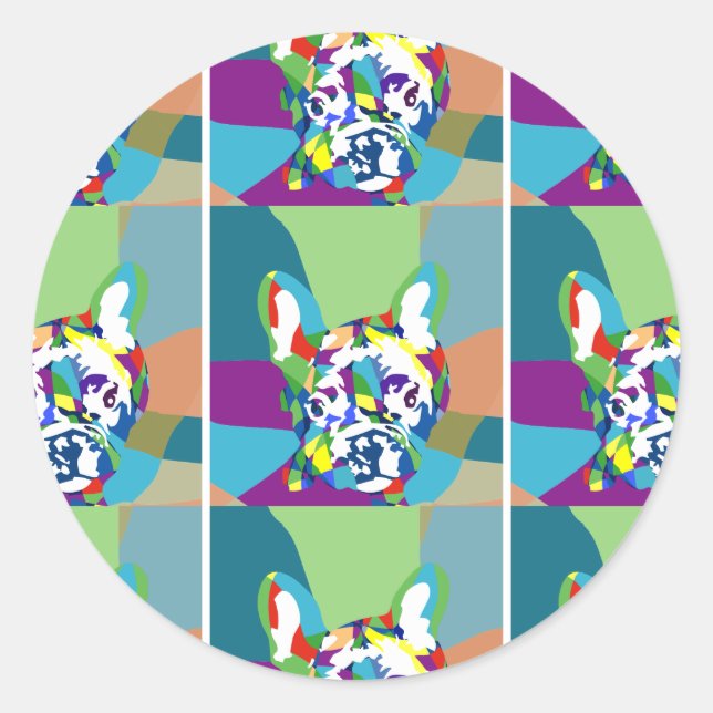 French Bulldog sitting Classic Round Sticker (Front)