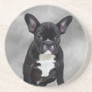 French Bulldog Sitting Watercolor Oil Painting Coaster