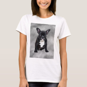 French Bulldog Sitting Watercolor Oil Painting T-Shirt