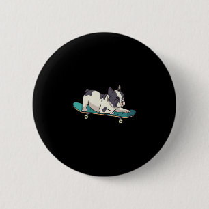 French Bulldog Skateboarding Dog 2 Inch Round Button