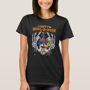 French Bulldog Skeleton Heart Happy Howl O Ween Co T-Shirt