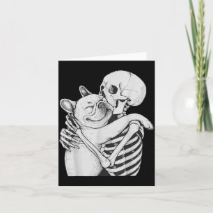 French Bulldog Skeleton Hug Halloween Dog Lover Card