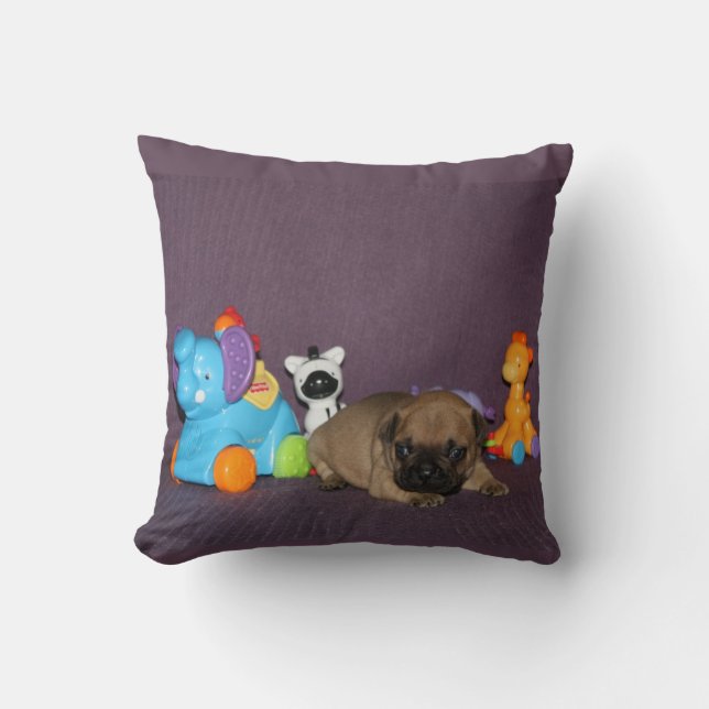 French Bulldog small puppy Bulldog Throw Pillow (Front)