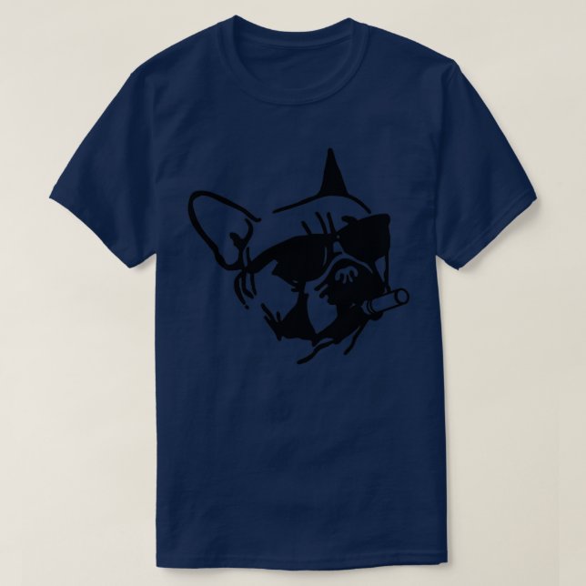 French Bulldog Smoking Cigar T-Shirt (Design Front)