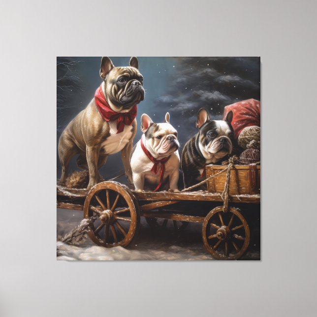 French Bulldog Snowy Sleigh Christmas Decor (Front)