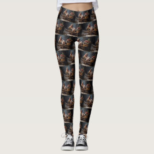 French Bulldog Snowy Sleigh Christmas Decor Leggings