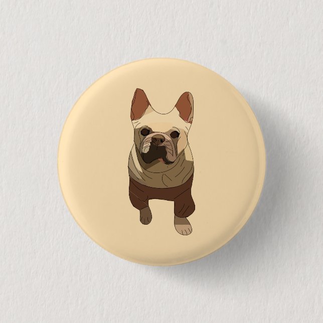 French Bulldog, Soft Peach 1 Inch Round Button (Front)