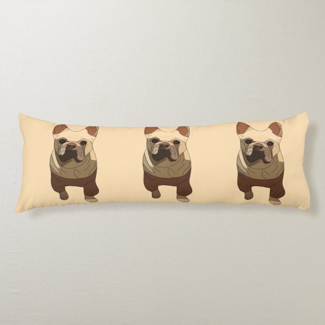 French Bulldog, Soft Peach Body Pillow (Front)