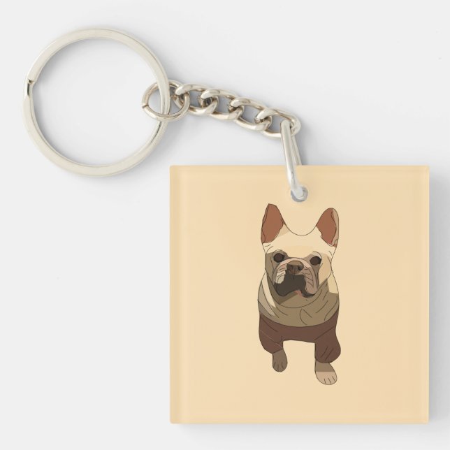 French Bulldog, Soft Peach Keychain (Front)