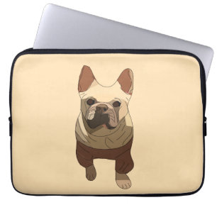 French Bulldog, Soft Peach Laptop Sleeve