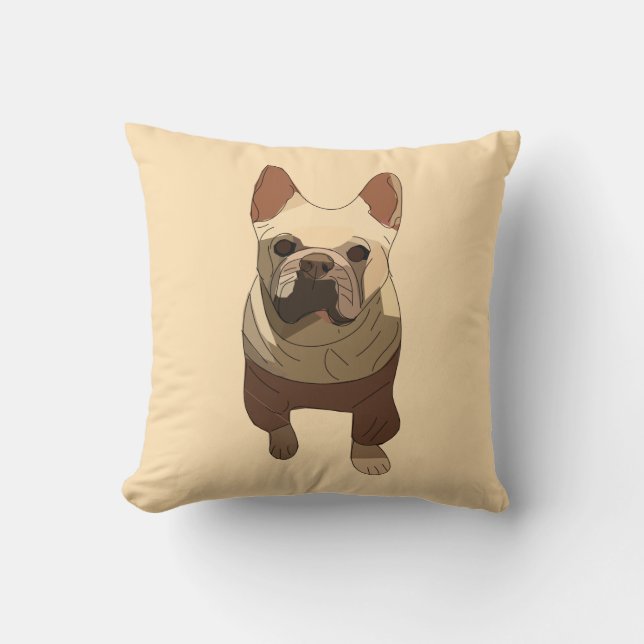French Bulldog, Soft Peach Throw Pillow (Front)