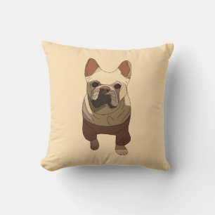 French Bulldog, Soft Peach Throw Pillow