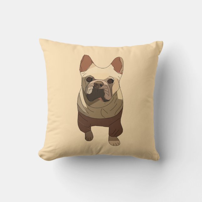 French Bulldog, Soft Peach Throw Pillow (Front)