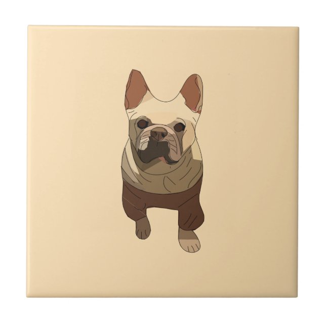 French Bulldog, Soft Peach Tile (Front)