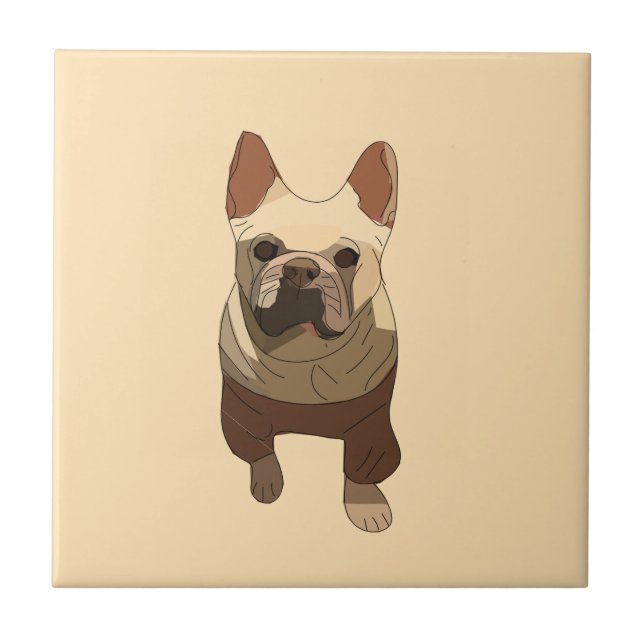 French Bulldog, Soft Peach Tile (Front)