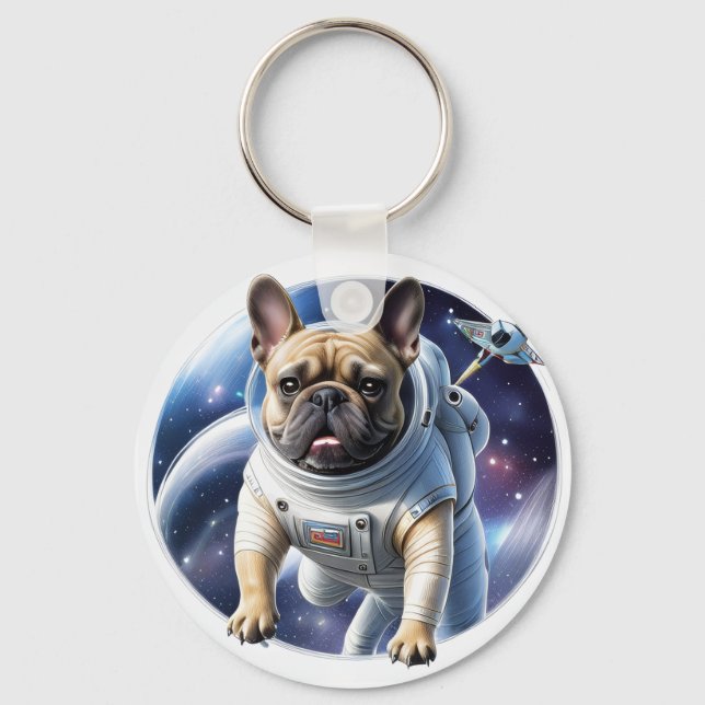 French Bulldog Space French Bulldog Keychain (Front)