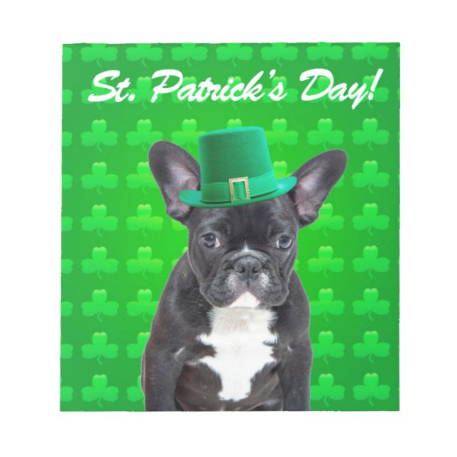 French Bulldog St Patrick's Day Notepad (Front)